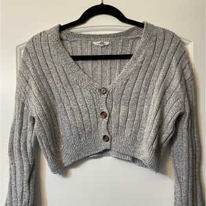 garage grey button down sweater